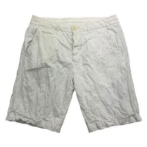James Perse Shorts Mens 33 White Crinkle Drawstring Chino Casual Cotton Lined